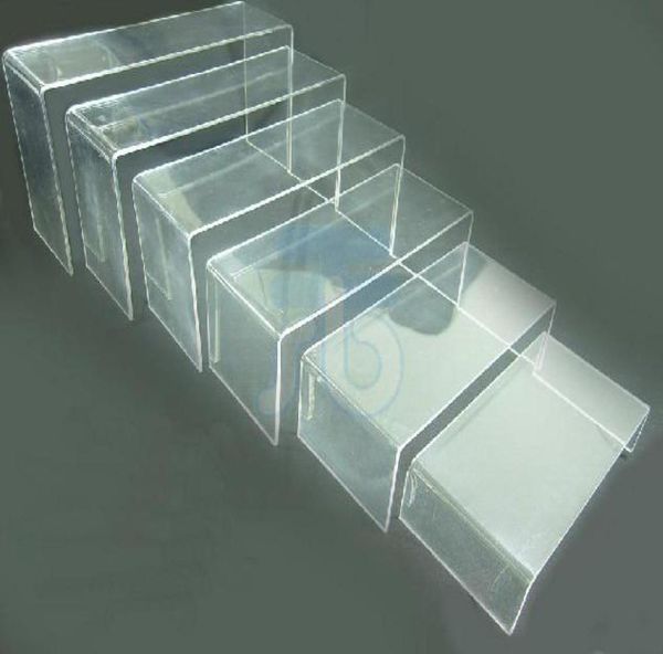 

6 pcs clear acrylic display riser showcase stand white0125578135, Black;white