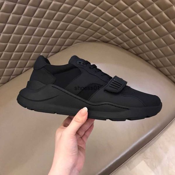 

burberyity shoes men's shoes fashionable and trendy plaid patchwork board shoes classic elevated dad shoes, Black