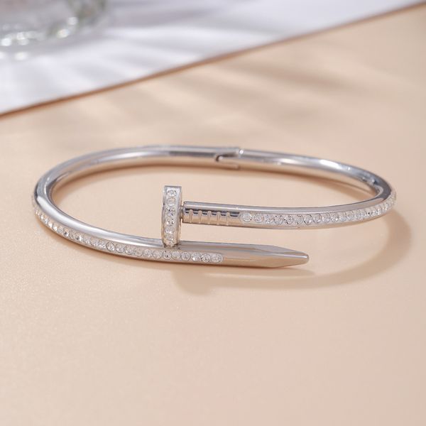 

classic brand white zircon nail bangle cuff bracelet for lovers gift, Black