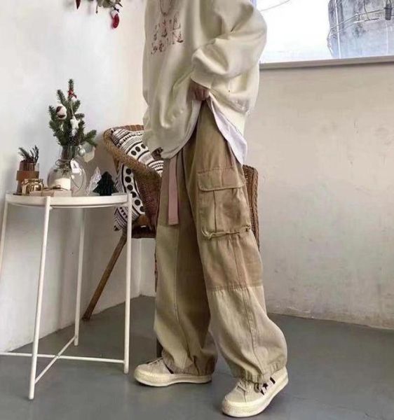 

men039s pants baggy black cargo for men khaki trousers male vintage loose casual summer japanese streetwear hip hop2766480