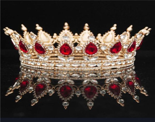 

round crystal crown diadem queen headdress metal gold colors tiaras and crowns prom pageant wedding hair jewelry accessories w01049607570, White;golden