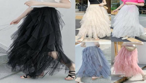 

skirts 2022 women irregular stylish fairy tutu summer princess multilayer skirt female ball gown solid1942627, Black