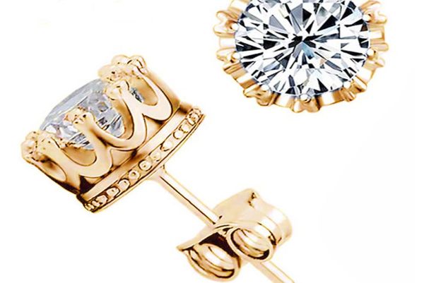 

925 silver earrings natural crystal whole fashion small sterling silver jewelry for women stud men or women earings6249666, Golden;silver