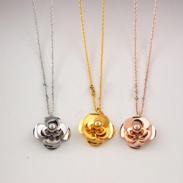 

vintage flower pendant necklaces luxury titanium necklace female personality charm necklace 3 colors lovely necklace jewelry, Silver