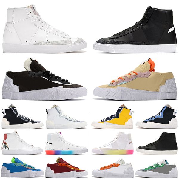 

running shoes blazer mid 77 mens womens black white x multi color dark russet indigo blue green university men sports trainers sneakers