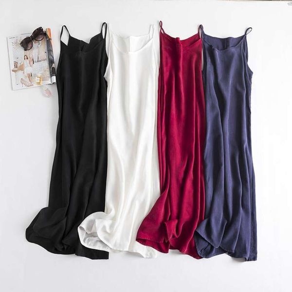 

heavy copper silk dress for women summer style straight out vest loose bottomless, Black;gray