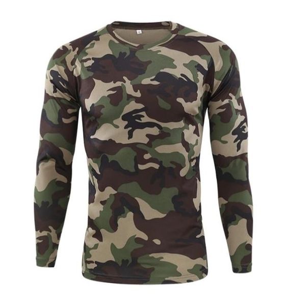 

tactical camouflage long sleeve t shirts men breathable quick dry oneck fitness t shirt multicam camo army military tshirts y1115373265, White;black