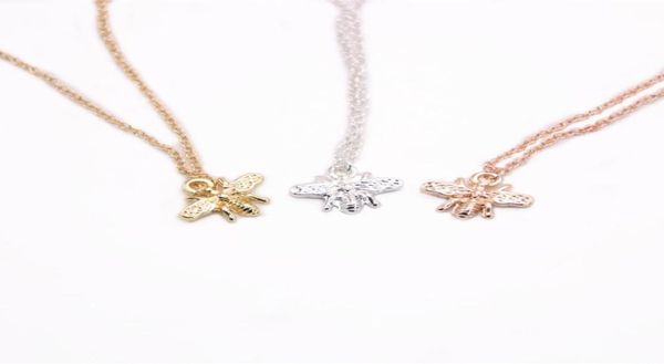

new trendy classic bee pendant necklace cute cartoon insects necklace gold silver rose three color optional6948252