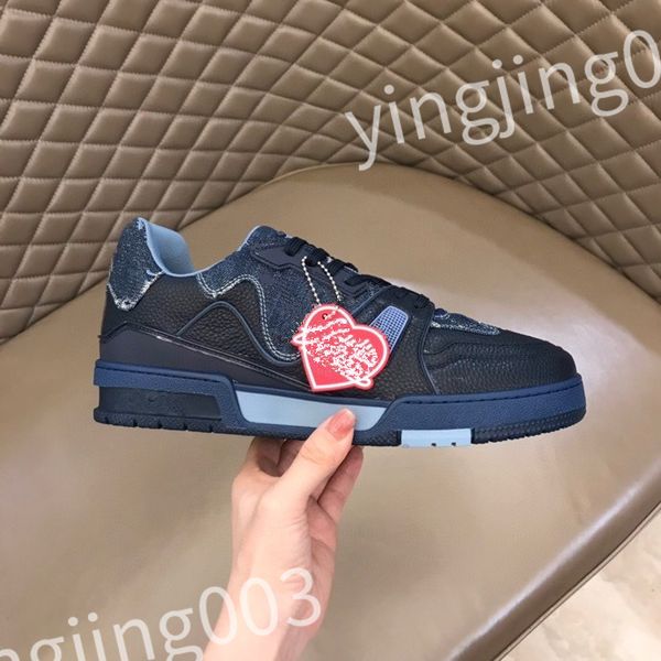 

new designer sneakers classic men trainer casual shoes vintage platform trainers denim shoes rubber canvas leather sneaker rd220803, Black