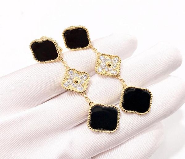 

luxury stud earrings designer love earring cleef jewelry gift party clover screw wedding van couple fashion carti very good 00611573619, Golden;silver