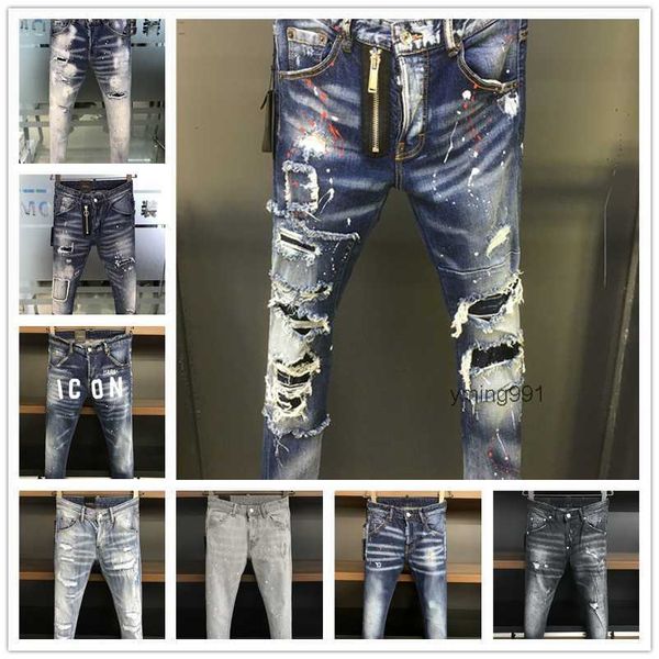 

2023 new arrivals d2 mens luxury purple designer denim jeans holes trousers dsquare jeans coolguy biker pants mens clothing 2#002, Blue