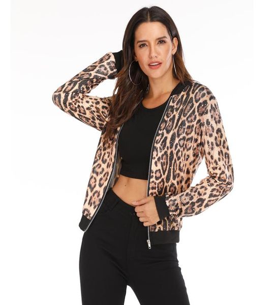 

rose leopard spring women039s jackets plus size short female coat zipper chaqueta long sleeve polka dot women bomber jacket7050859, Black;brown