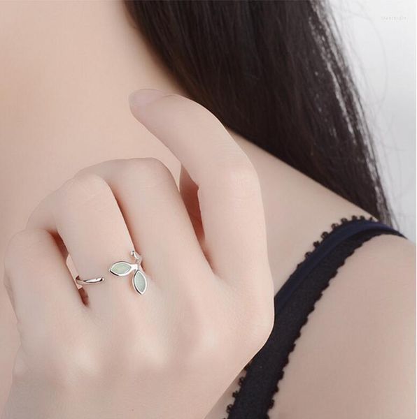 

cluster rings meekcat 925 sterling silver hope green tree leaves buds female finger for women jewelry scr453