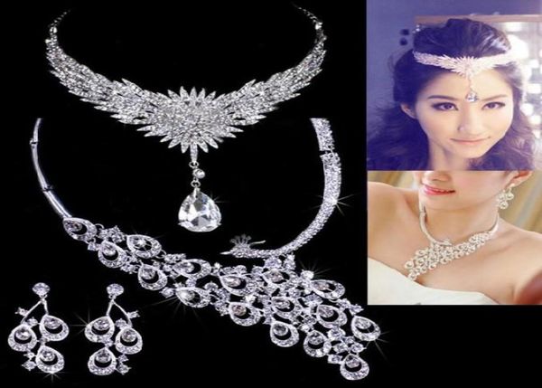 

threepiece romatic shiny tiaras amp hair headpieces crystals tiaras wedding bridal jewelry sets6661803, Silver