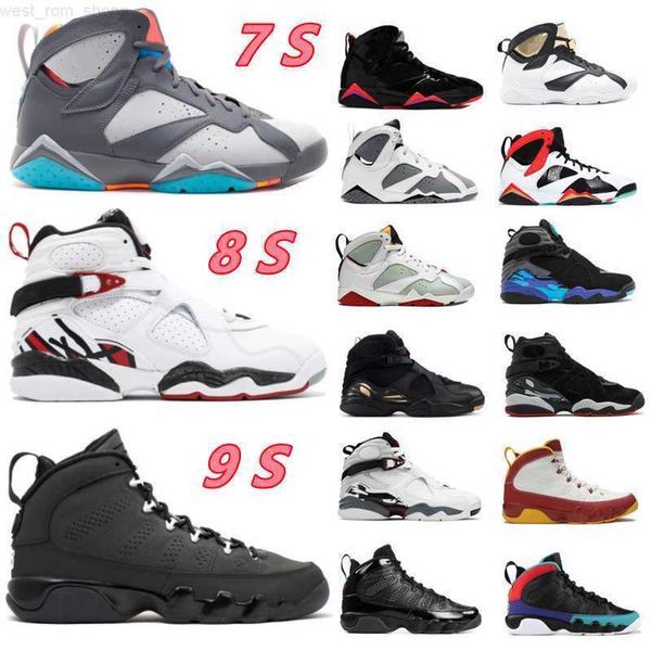 

2022 fashion basketball shoes 9s particle grey child red 7s flint barcelona night pure money 8s white aqua three peat chrome sport, Black