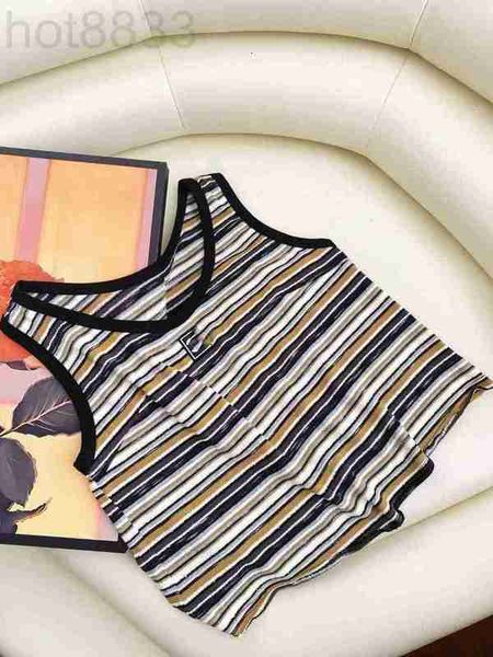 

women's tanks & camis designer 2023 summer new fresh and elegant style reduced age plush stripe contrast tank eeov, White
