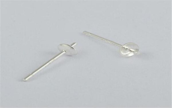

earring settings 925 sterling silver simple stud earrings post pin with cup cap 50 pairs whole4371663, Slivery;crystal