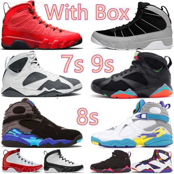 

with box jumpman mens basketball shoes 9 9s particle grey child red 7 7s flint barcelona night pure money 8 8s white aqua three peat chrome, Black