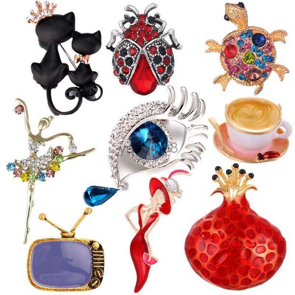 

pins brooches pins and brooches angel tears/turtle/cat couple crystal enamel pin badges hat backpack accessories lovers jewelry gift for lov, Gray