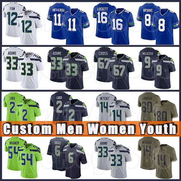 

dk metcalf tyler lockett football jerseys 12 fan kenneth walker iii drew lock jamal adams bobby wagner devin bush jaxon smith-njigba tariq w, Black;red