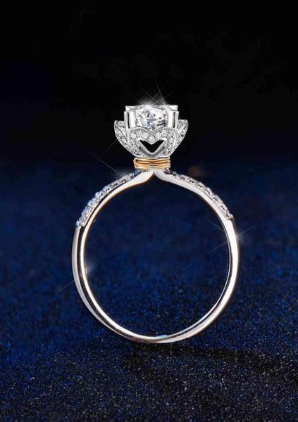 

holding flowers style 925 sterling silver moissanite wedding party anniversary ring for womenpass diamond test round6382423, Slivery;golden