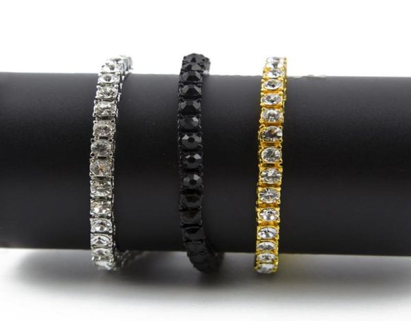 

iced out 1 row 5mm rhinestones bracelet men hip hop style clear simulated diamond 789inches tennis bracelets bling bling4969183, Golden;silver