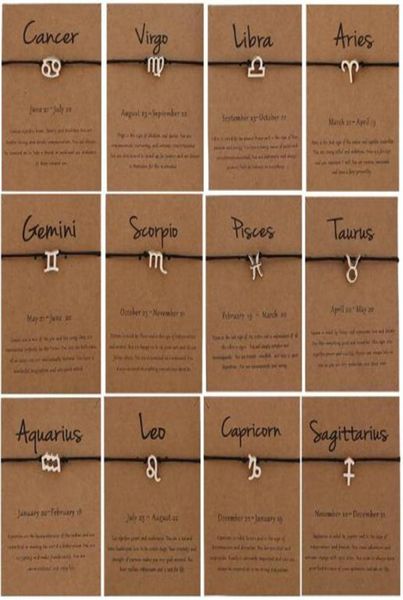 

12 constellations bracelet zodiac bracelets raceletsconstellation card adjustable black rope horoscope bracelet2314872, Golden;silver