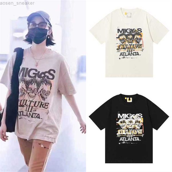 

american high street vintage t-shirt skull printed loose fitting short sleeves trend personalized short sleeve, White