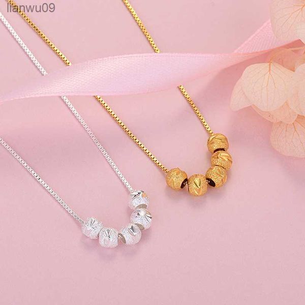 

45cm 925 silver 18k gold lucky beads chain necklace for women man fashion wedding party charm jewelry l230704