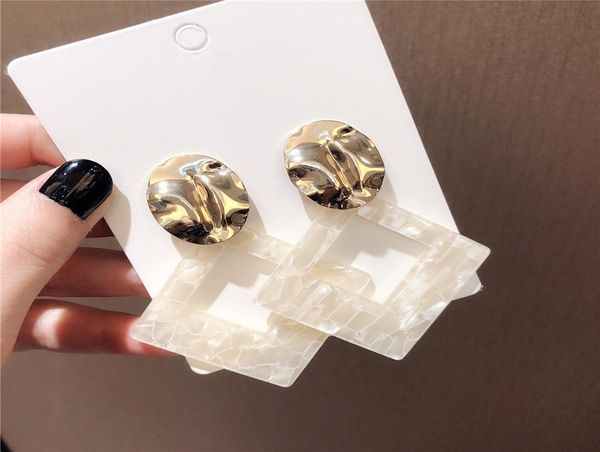 

european and american fashion atmospheric earrings geometric diamond simple earrings fresh acrylic earrings1207414, Golden;silver