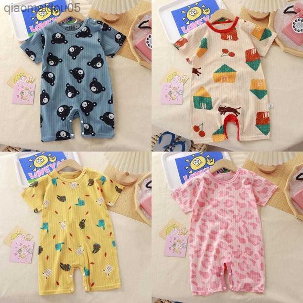 

cartoon printed cute baby summer pajamas newborn baby clothes jumpsuit infantil come cotton toddler romper babies girl onesie l230712, Blue