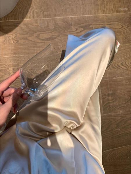

women039s pants capris fernan silk like wide leg women autumn korea style elegant fashion mopping casual 2021 fall trousers f8216599, Black;white