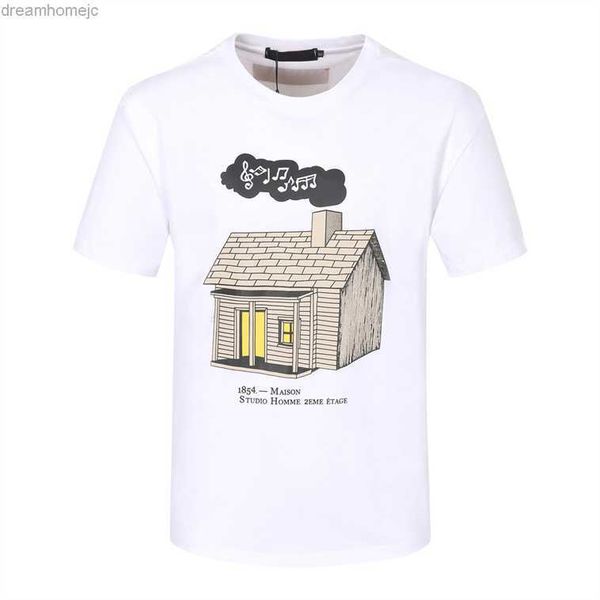 

letter logo house pattern printed round neck clothing handsome black white leisure lightweight short sleeves, White;black