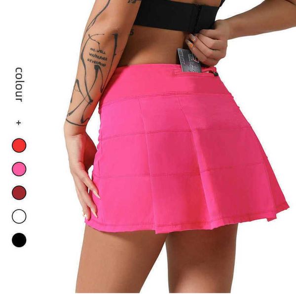 

lululemens pleated tennis skirt women gym clothes sports shorts female running fitness dance yoga underwear beach biker sunscreen design lul, Black