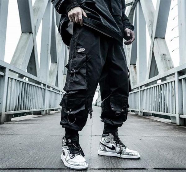 

houzhou black cargo pants men joggers hip hop techwear hippie trousers for streetwear plus size pockets oversize 2202179272282