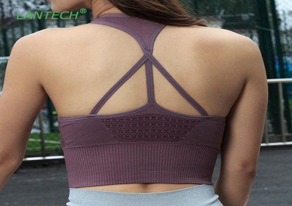 

lantech yoga bra sportswear joggings running with pads training crop vest women fitness gym sports bra energy seamless4836556, White;black