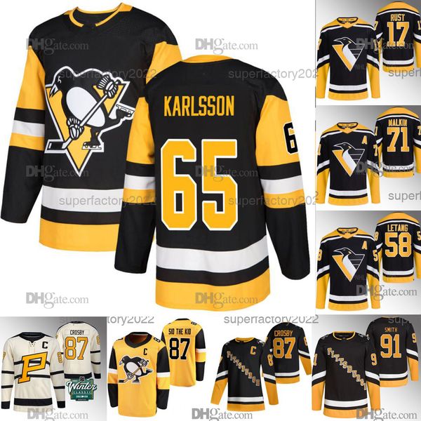 

65 erik karlsson penguins jersey sidney crosbyeff carter evgeni malkin jake guentzel kris letang reilly smith tristan jarry bryan rust noel, Black;red