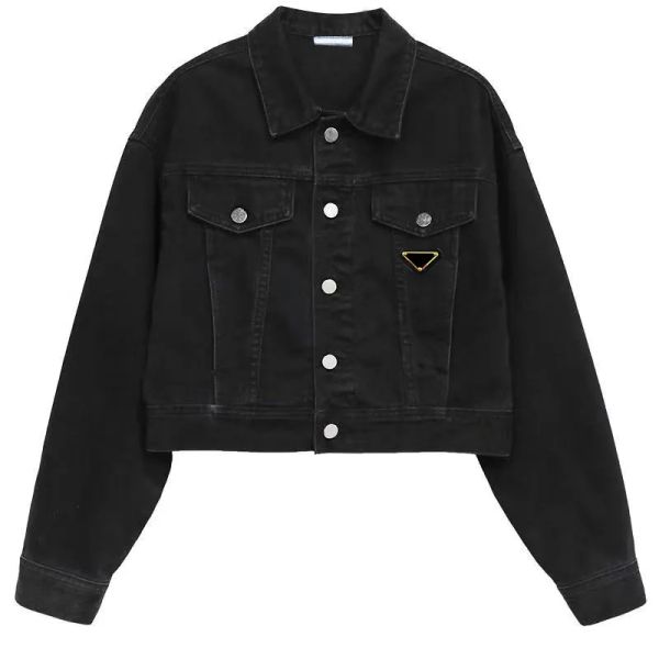

women jackets denim woman short coats autumn spring style slim for lady jacket designer coat with button letters classical clothing s-xl, Black;brown