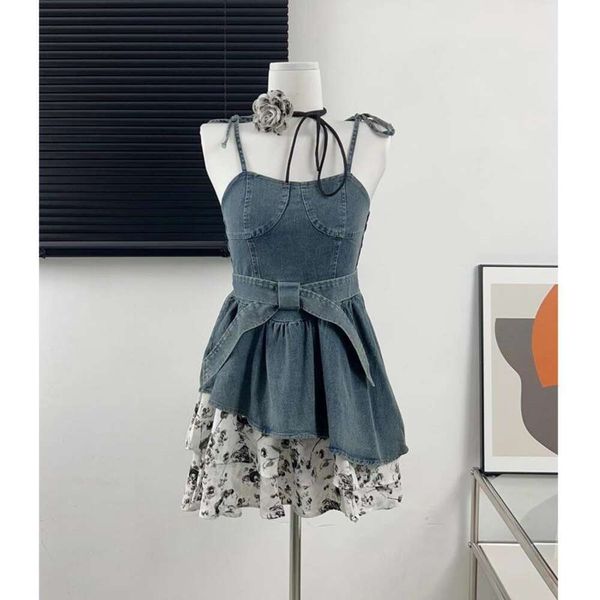 

pingyou rose denim dress for women summer style slimming babe sling, Black;gray