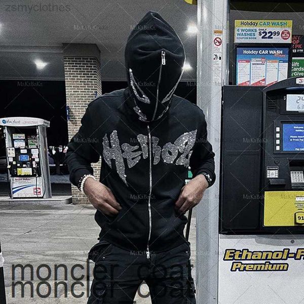 

y2k demon rhinestone graphics zip hooded sweatshirt men's hoodies harajuku goth oversized hoodie grunge men's clothes emoci62, Black