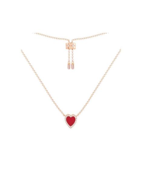 

designer heart love necklace for women stainless steel accessories zircon green pink hearts chain for womens jewelry gift5998385, Silver