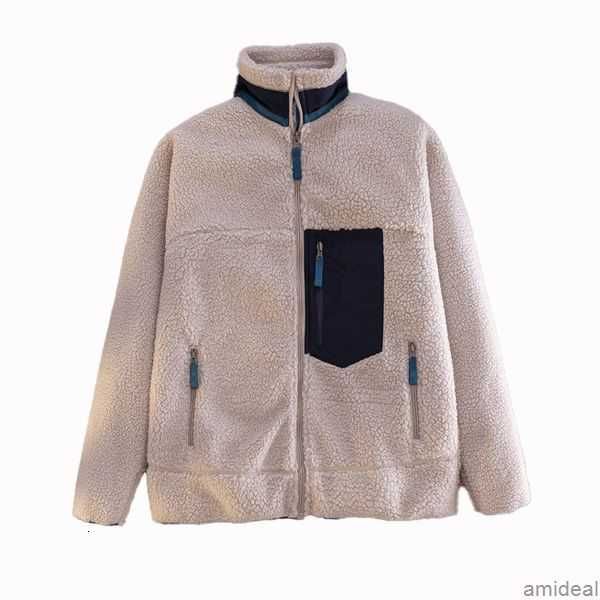 

fashion designer jackets mens fleece jacket thick warm down classic retro autumn winter patagonias couple models lamb cashmere coat men 0y65, Black;brown