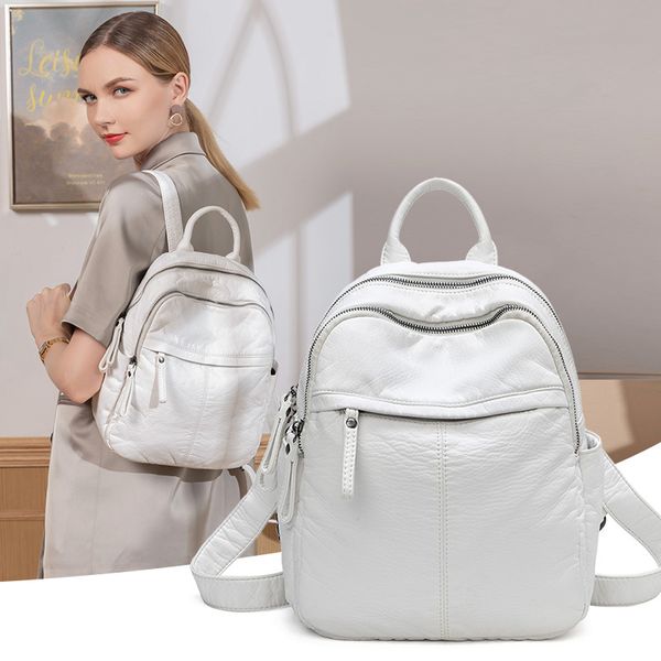 

women backpack style pu leather fashion casual bags small girl schoolbag business lapbackpack charging bagpack rucksack sport&outdoor packs