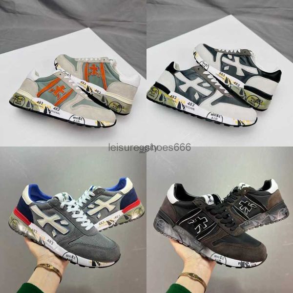 

premiata man casual shoes luxury sneakers white black lace-up shoe