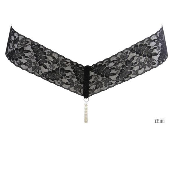 

plus size pearl gstring vstring panties knickers underwear pearl bead thongs stretch stripe thongs y beads underwear1984975, Black;white