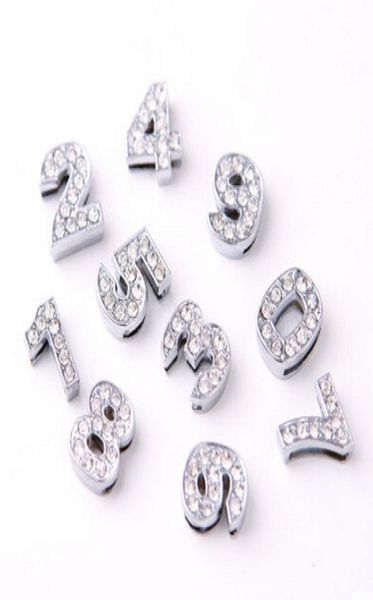 

whole 10mm 100pcslot 0 9 number slide charm diy alloy accessories fit for 10mm keychains wristband2023337, Bronze;silver