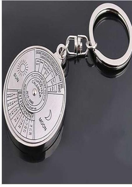 

50 years perpetual calendar keyring keychain silver alloy key chain ring keyfob 6rma2224832, Slivery;golden