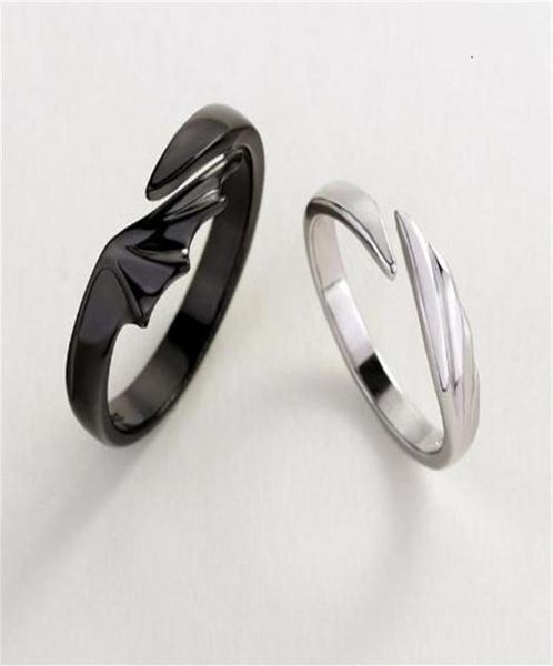 

925 sterling silver angel and devil couple rings original creative romantic rings for lovers festival jewelry282y287f4279338, Slivery;golden