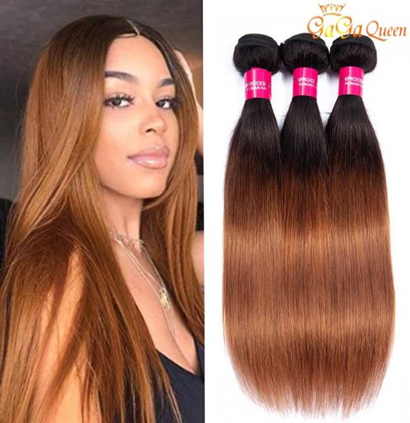 

1b 30 silky straight human hair bundles two tone brazilian ombre hair straight human hair extension5887633, Black