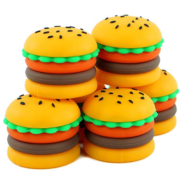 

silicone wax jar 5ml hamburger shape portable silicone smoke oil box silicone container storage box